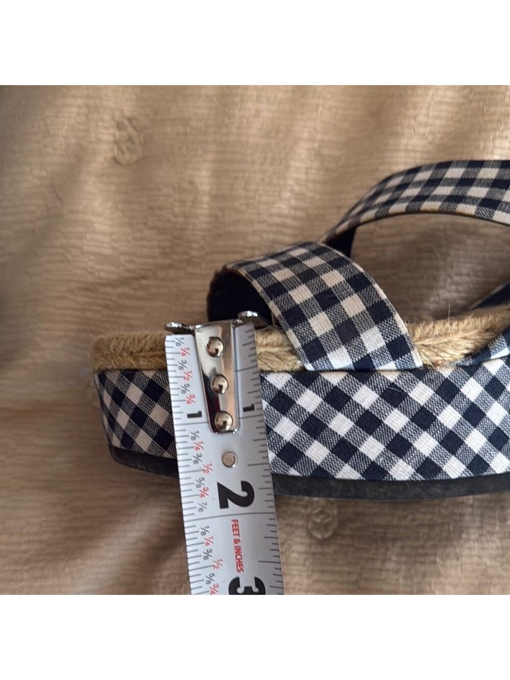 Rag & Bone Gingham Espadrille Platform Sandals - Picture 10 of 11